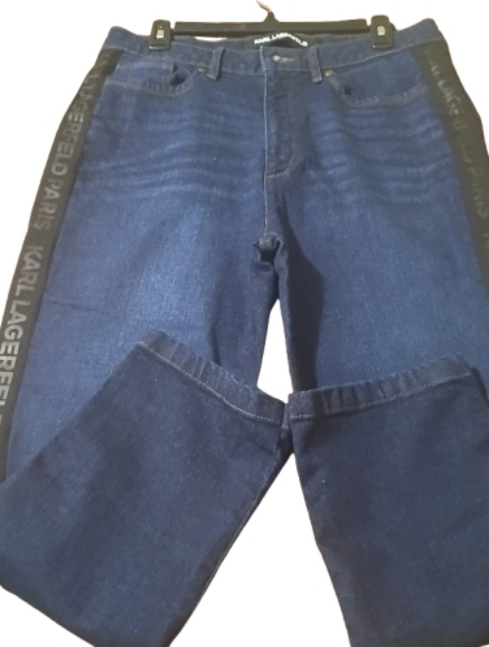 Karl Lagerfeld Paris Straight Leg Ankle Jeans 12 Logo Side Tape NWOT